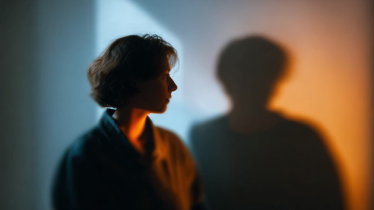 A contemplative silhouette captured in soft light, highlighting the delicate features and the intriguing play of shadow in a serene yet thought-provoking moment