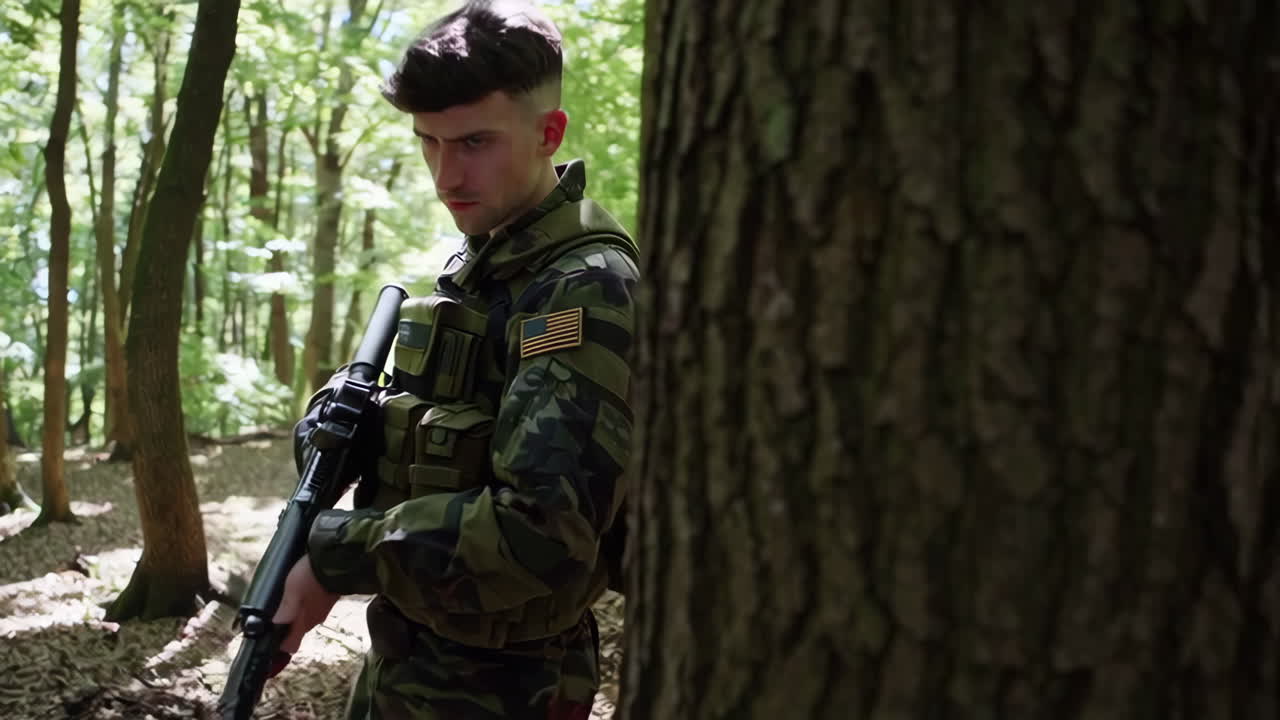 soldado en el bosque