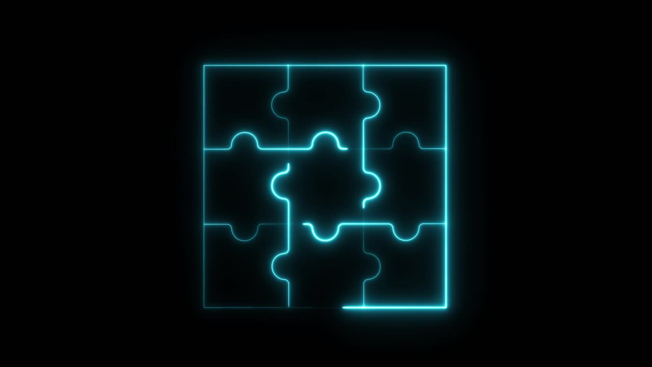 Neon Glowing Puzzle Pieces