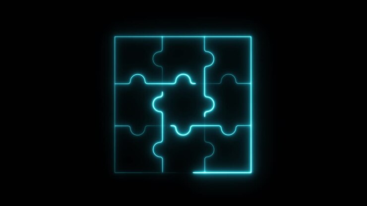 Neon Glowing Puzzle Pieces