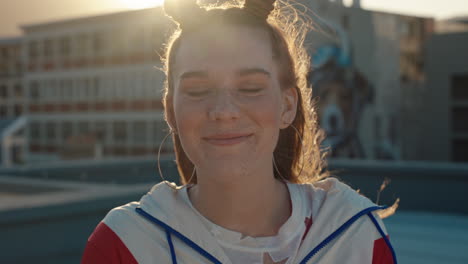 portrait-happy-woman-smiling-beautiful-teenage-girl-with-red-hair-looking-happy-with-wind-blowing-hair-enjoying-positive-self-image-in-city-at-sunset