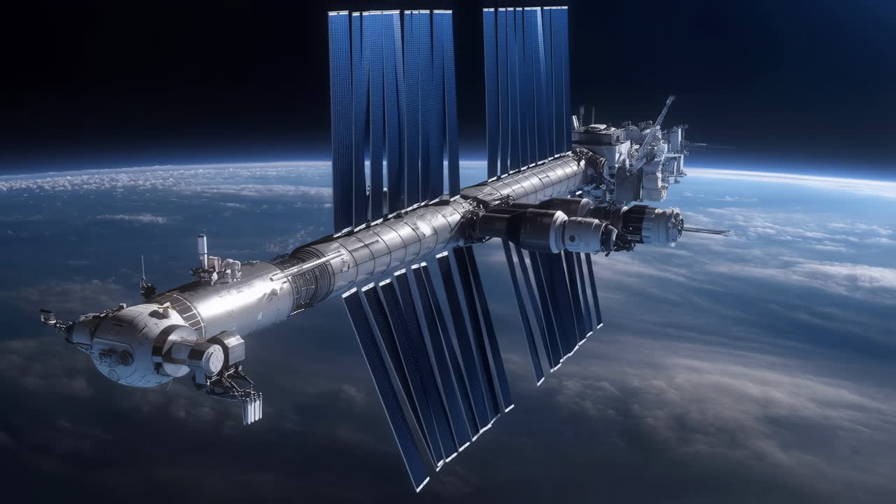 una estación espacial en órbita alrededor de la tierra