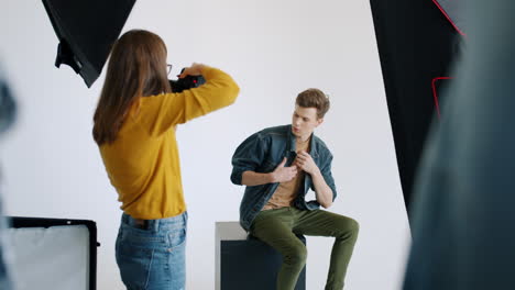 studio photoshoot of a man and woman