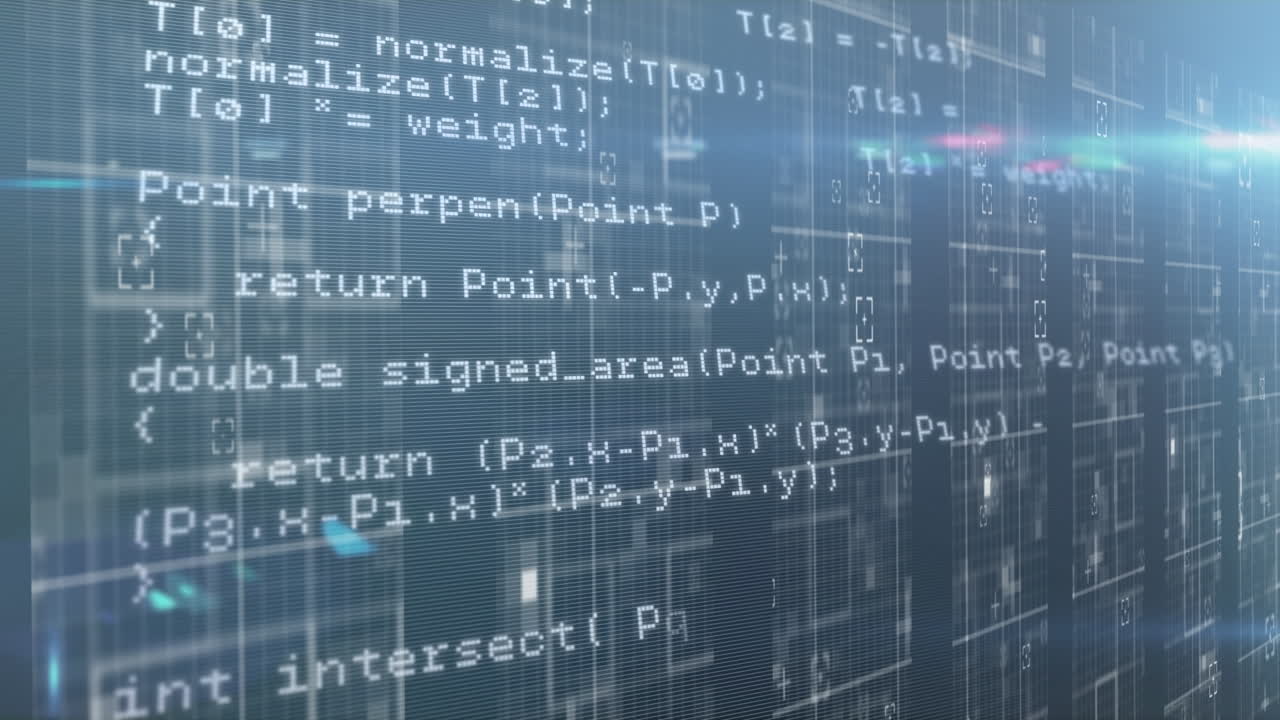 animación del procesamiento de datos en la sala de servidores