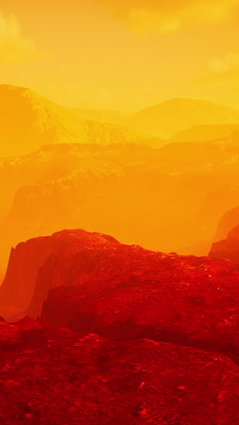 arid landscape with red and orange mountains