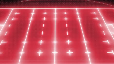 animación de un estadio deportivo de neón rojo sobre círculos en fila sobre fondo negro