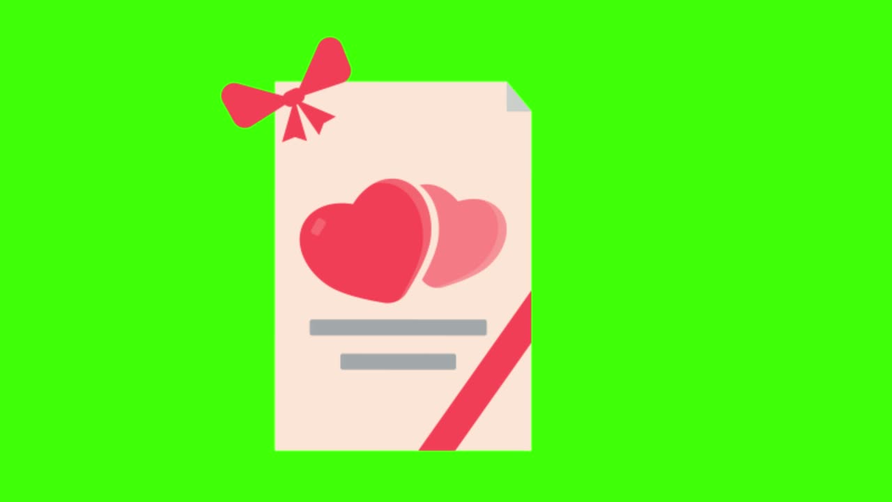 녹색 화면에 나타나는 결혼 증명서의 아이콘