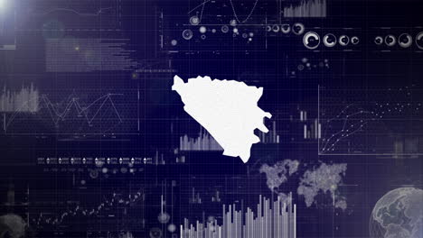 Unternehmensvideo-Zum-Land-Bosnien-Und-Herzegowina-Mit-Abstrakten-Elementen-Von-Datenanalysediagrammen-I-Datenanalyse-Technologievideo-Globus,-Wachstum,-Grafiken,-Statistische-Daten-Zum-Land-Bosnien-Und-Herzegowina