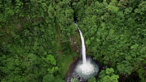 la fortuna waterfall cascading in dense lush jungle in costa rica