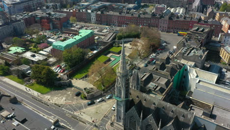 aerial orbit of the garden of remembrance in dublin city