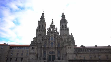 Establishing-shot-of-Cathedral-in-Santiago-de-Compostela-Galicia-Spain