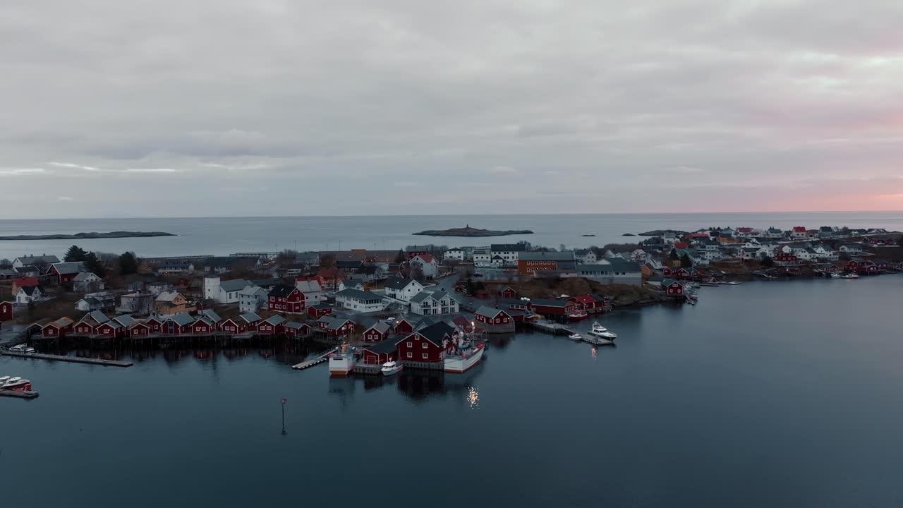 로포텐 섬의 공중 풍경 - 겨울의 아름다운 풍경