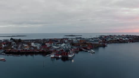 Luftaufnahme-Der-Lofoten-Inseln,-Wunderschöne-Landschaft-Im-Winter