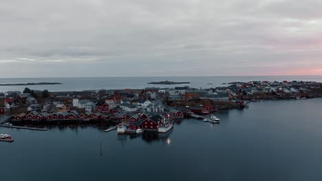vista aérea de las islas lofoten hermoso paisaje durante el invierno