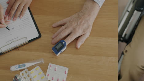 medical consultation with pulse oximetry and medication