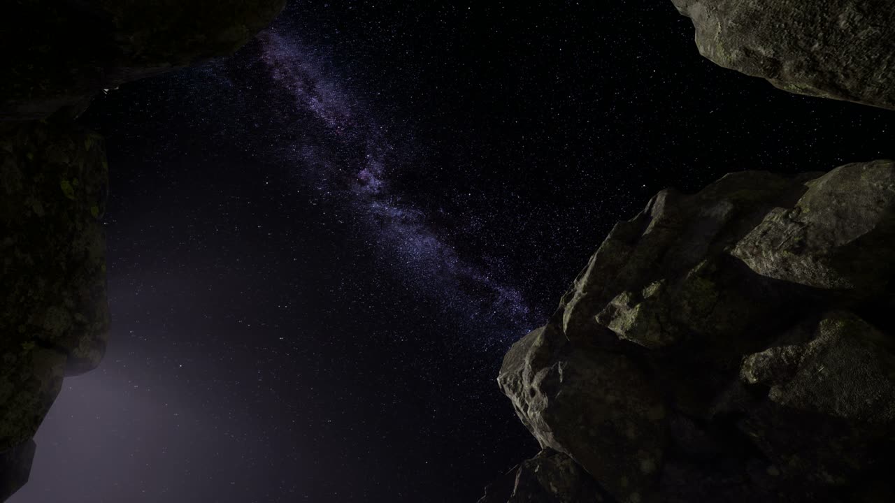 rutas de estrellas de astrofotografía de 4k sobre las paredes del cañón de piedra arenisca
