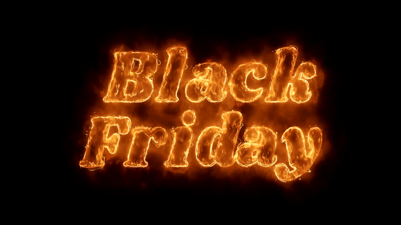 Black Friday Word Hot Animated Burning Realistic Fire Flame Loop.