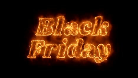 Black Friday Word Hot Animated Burning Realistic Fire Flame Loop.