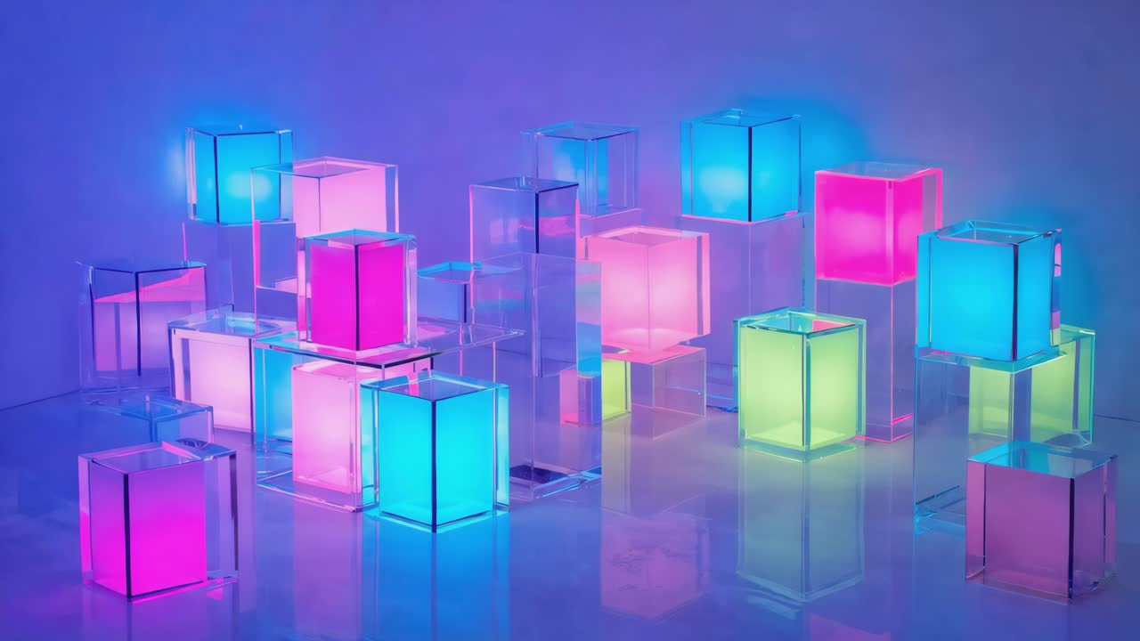 추상적인 네온 큐브