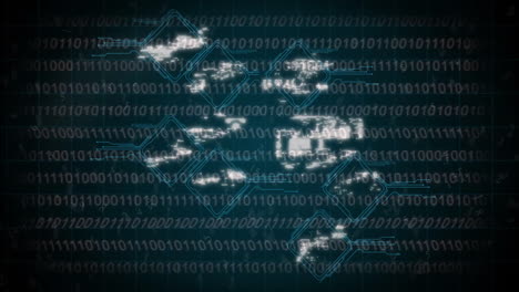 animación de íconos y procesamiento de datos digitales sobre íconos