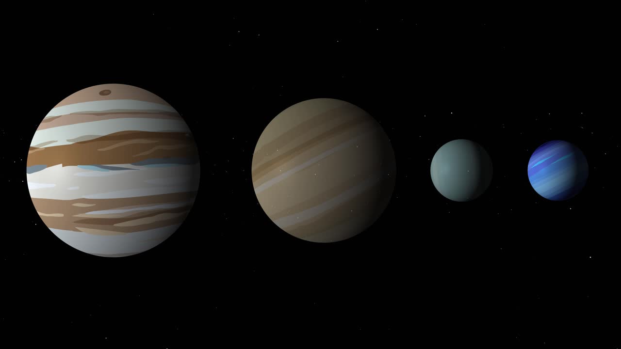 viaje animado más allá de los planetas a neptuno