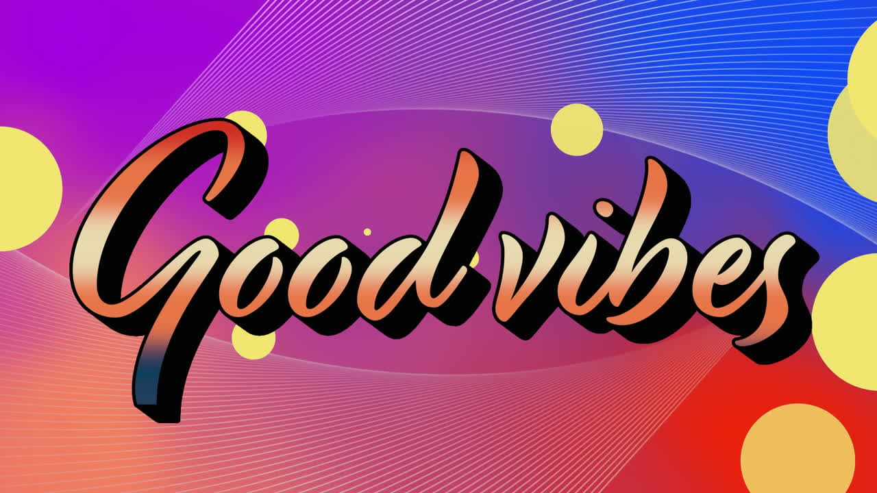 animación de buenas vibraciones texto sobre formas.