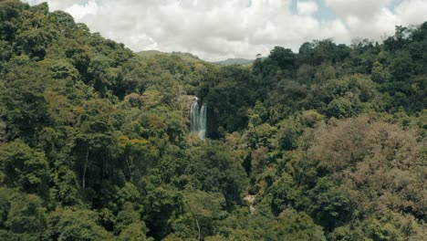breathtaking scenery of double waterfalls in lush jungle valley of costa rica, province of puntarenas