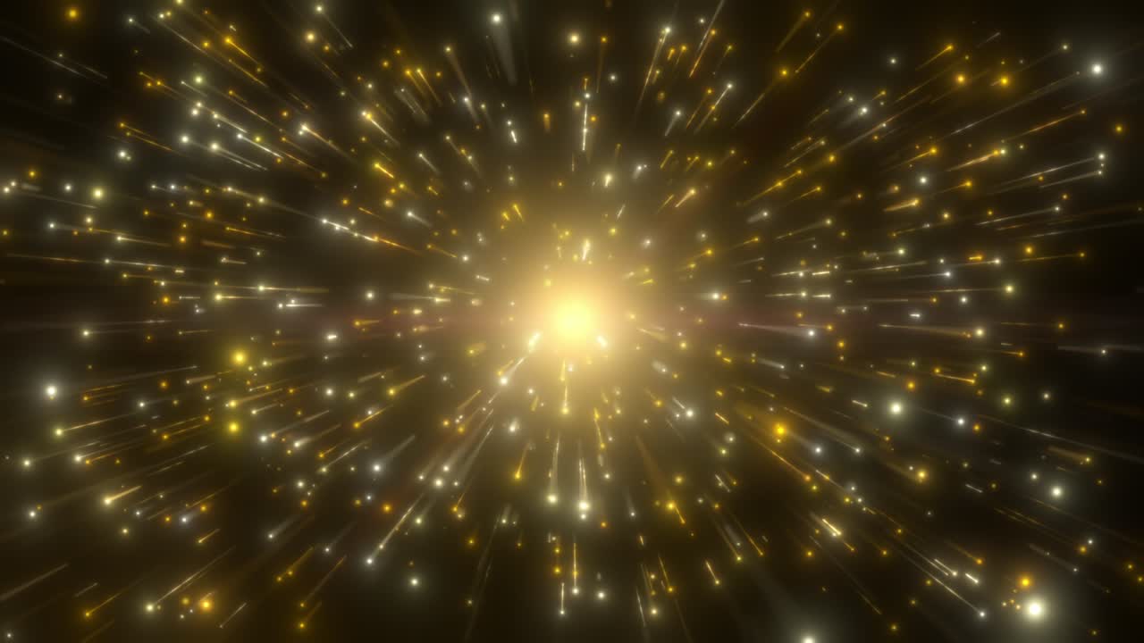 추상적인 황금색 빛의 흔적, 창조적인 우주 배경, 폭발, 하이퍼 점프, 다른 은하계, 빛의 속도, 움직이는 네온 빛.