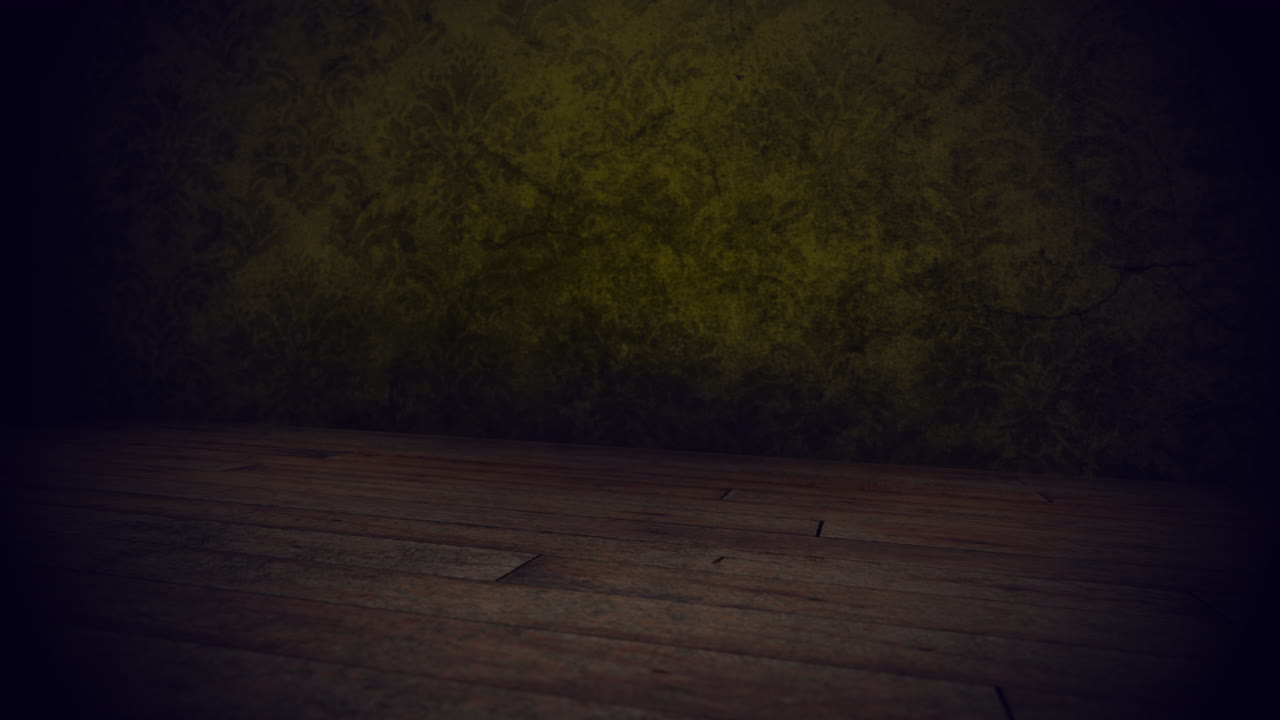 habitación vacía con pisos de madera y pared amarilla