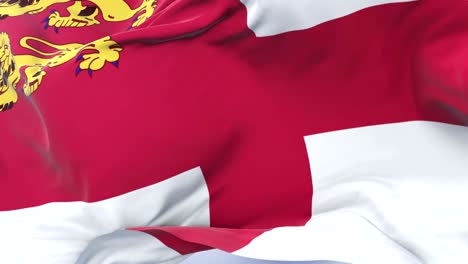 sark flag waving at wind in slow with blue sky, loop