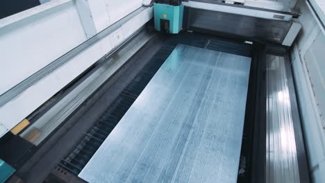 metal plate proccesing in machine for metalworking. industrial equipment