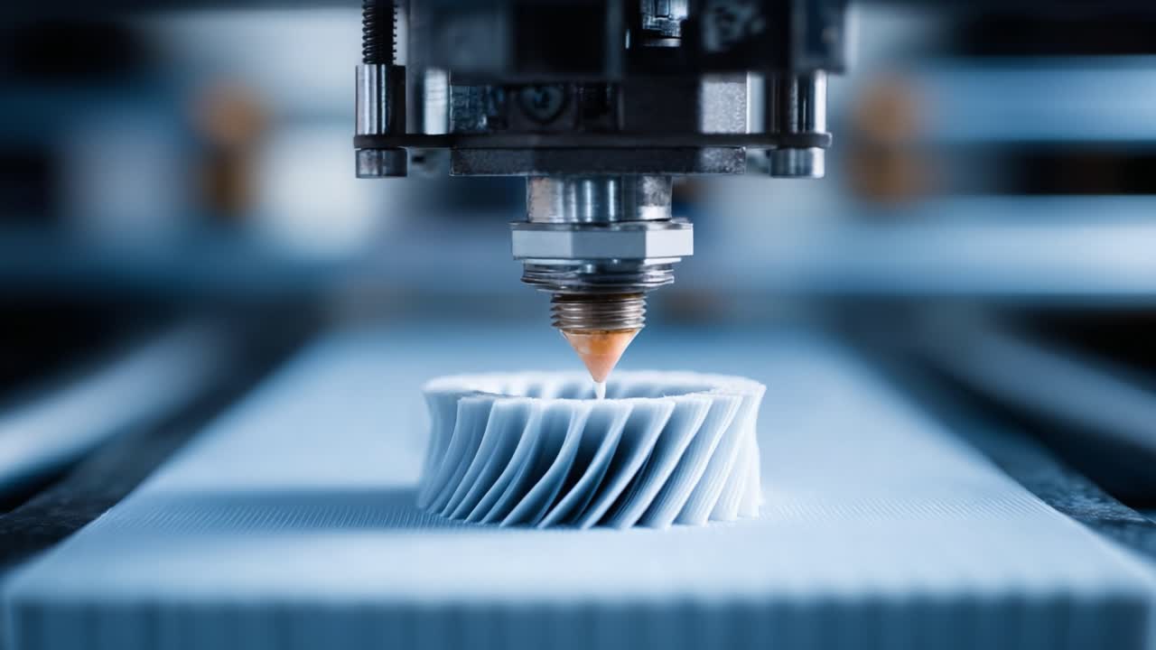 Precision 3D Printing Process Captured in Frames: A Close-Up of a Filament Extruder Creating Intricate Patterns and Structures in Thermal Models