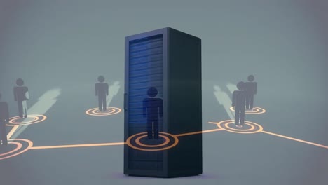 Animation-Eines-Netzwerks-Von-Verbindungen-über-Einen-Computerserver