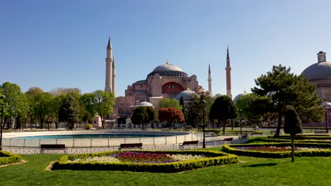 hagia sophia dolly out camera movements with drone from istanbul at covid-19 pandemic curfew
