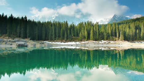 mountain lake time-lapse, location: lago di carezza, dolomites, south tyrol, italy, 4k footage