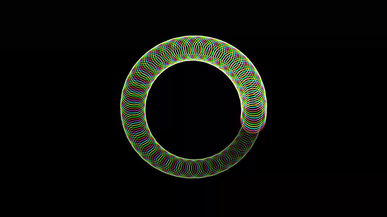gráficos de movimiento de círculo espiral colorido con fondo nocturno