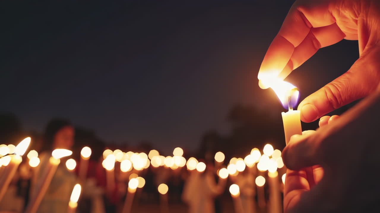 Candlelight Gathering at Night