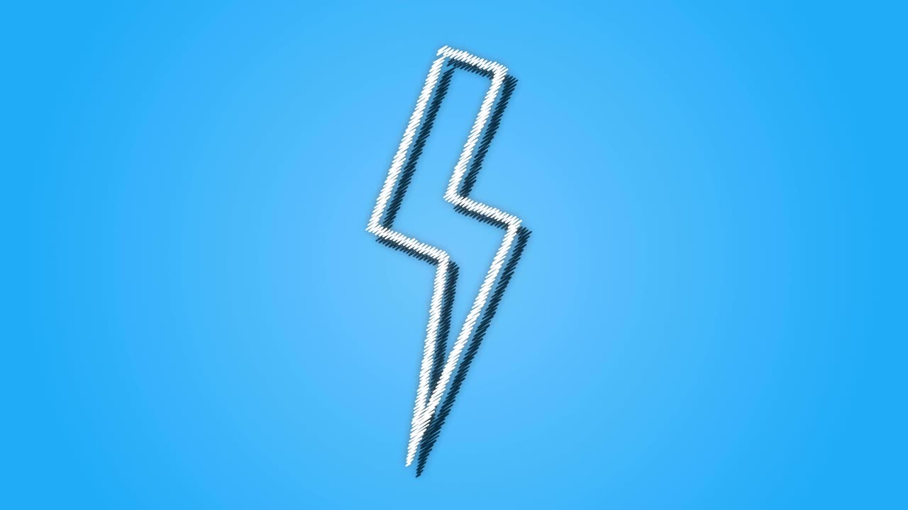 만화 천둥 볼트 스케치 스타일 배경 루프 또는 그래픽 리소스 파란색