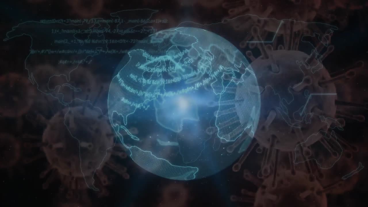 코로나19 세포의 이동에 대한 회전하는 지구상의 데이터 처리