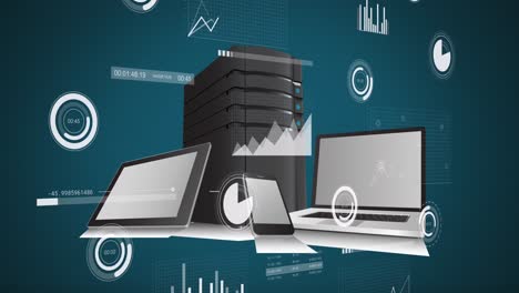 animación del procesamiento de datos a través de dispositivos tecnológicos