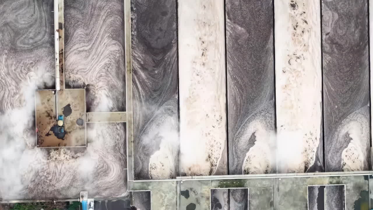 Waste water treatment, purification plant, tank or reservoir for biological purification cleaning of dirty sewage water by active sludge. Environment technology sustainable water management system