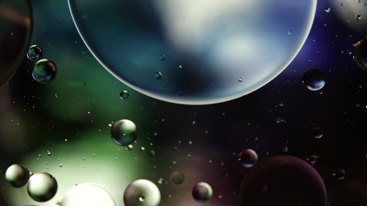 abstract colorido alimentos gotas de aceite burbujas y esferas que fluyen