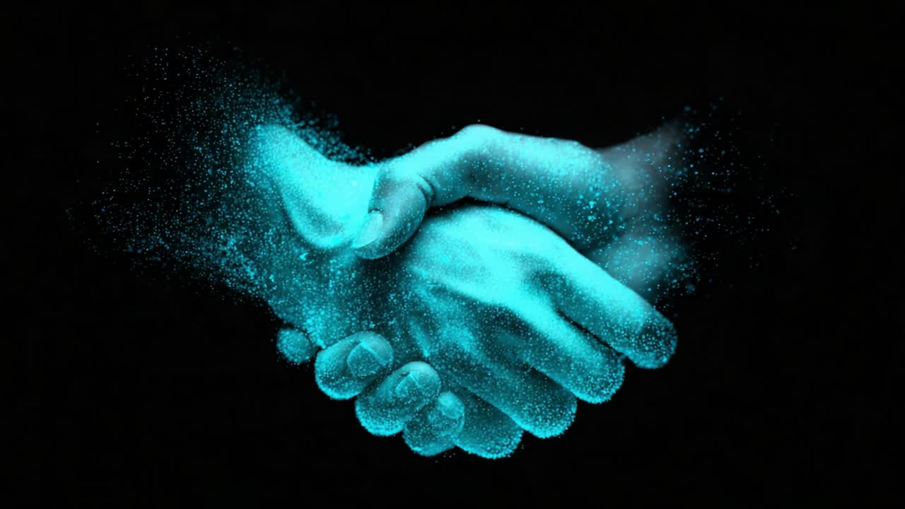 A Magnificent Display of Trust and Unity: Capturing the Impressive Moment of Two Hands Shaking, Representing Collaboration, Agreement, and Mutual Understanding Through a Stunning Visual Representation of Connection