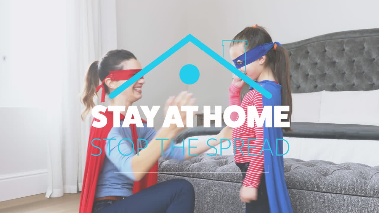 애니메이션은 파란 지붕 아래 하이파이빙 가족과 함께 사회적 거리를 촉진합니다.