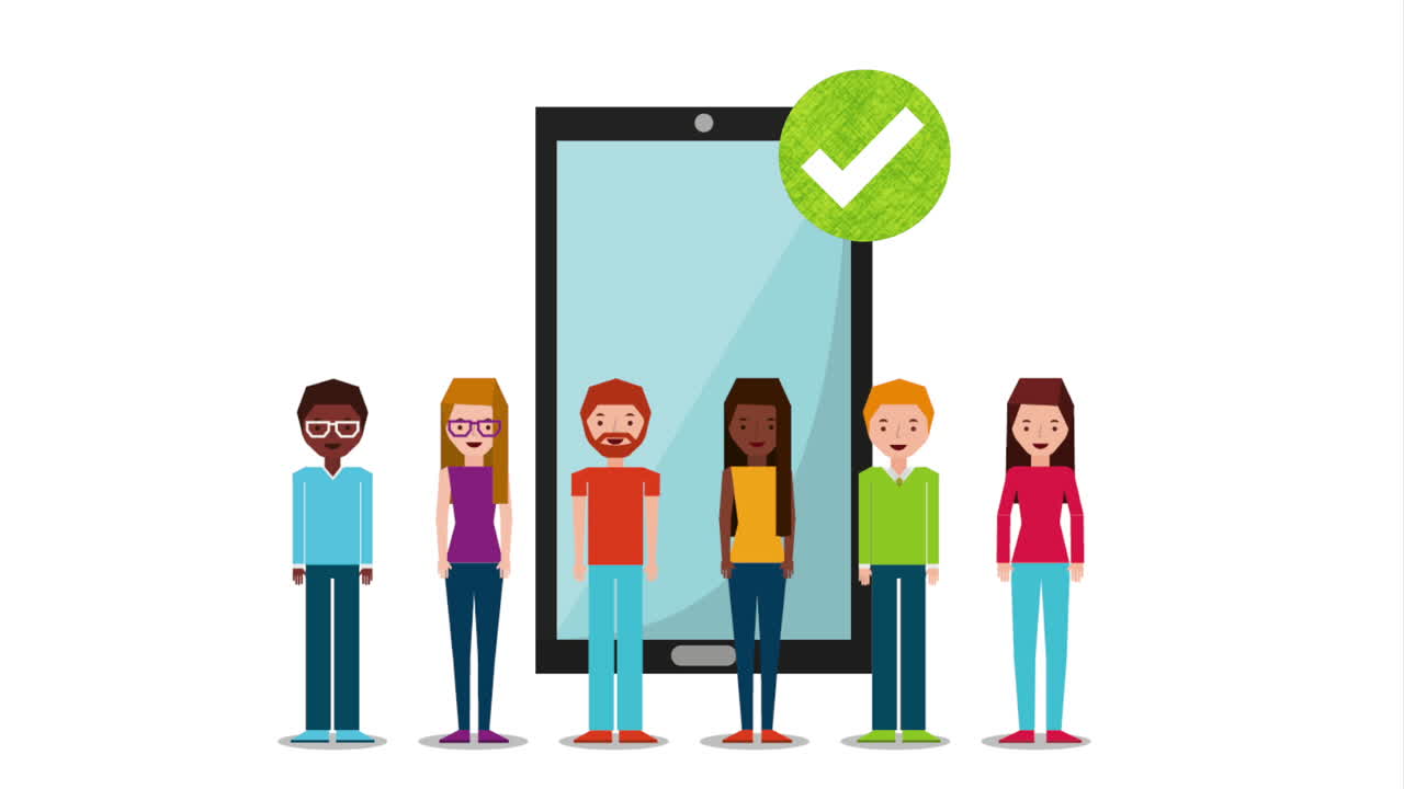 People and Smartphone with a Confirmation Icon