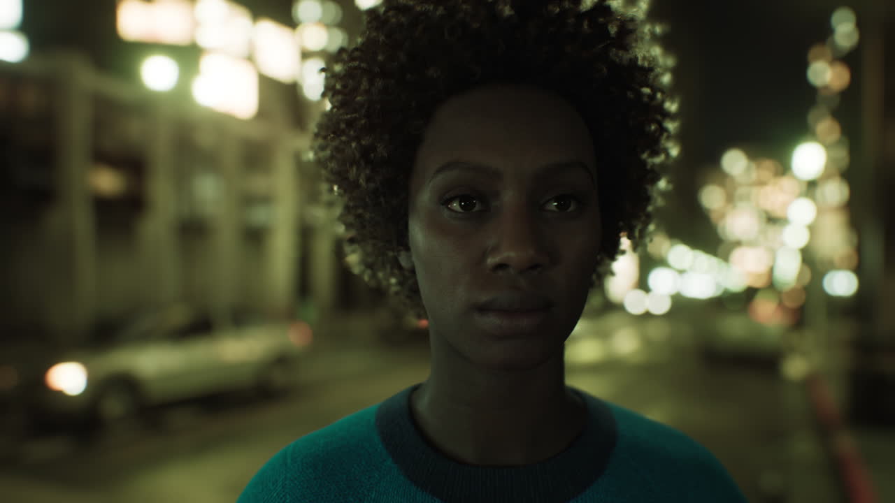 retrato de una hermosa mujer negra feliz de pie