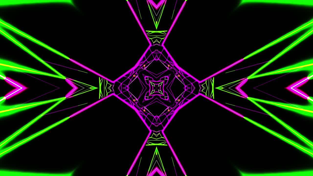 latając przez fantastyczny tunel neonowy. kaleidoskop vj pętla