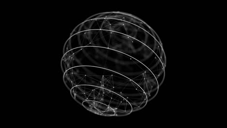 futuristic black sphere of particles and lines. network connection big data. abstract technology background. 3d rendering.