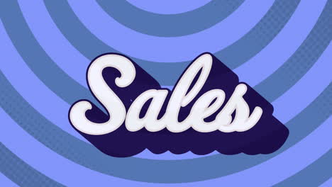 animation of sales text over blue shapes moving