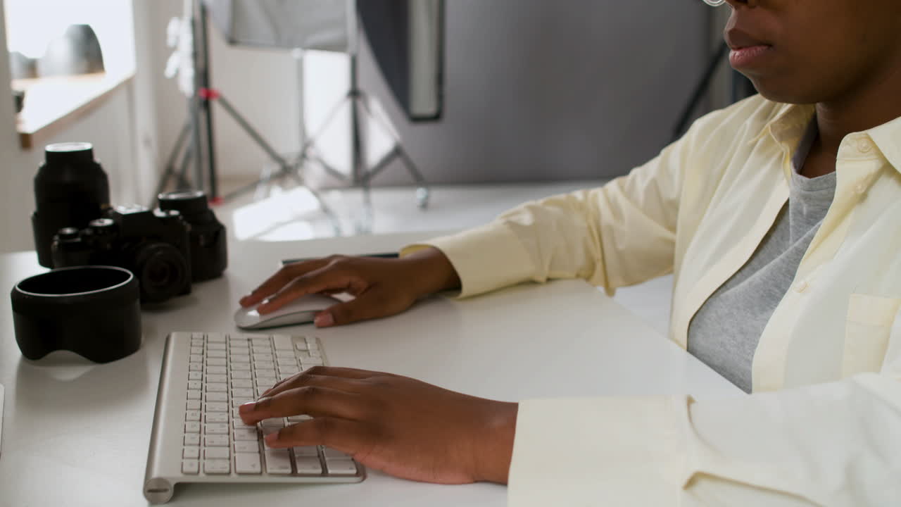 Photographer editing pictures